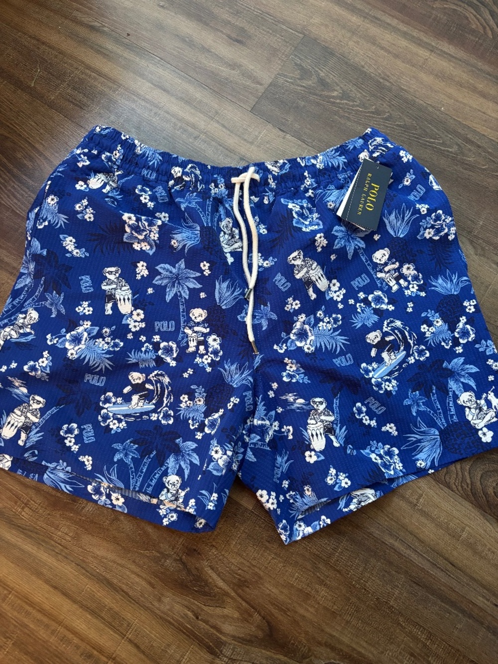 NWT MENS POLO RALPH LAUREN POLO BEAR TRAVELER SWIM TRUNKS BLUE XL